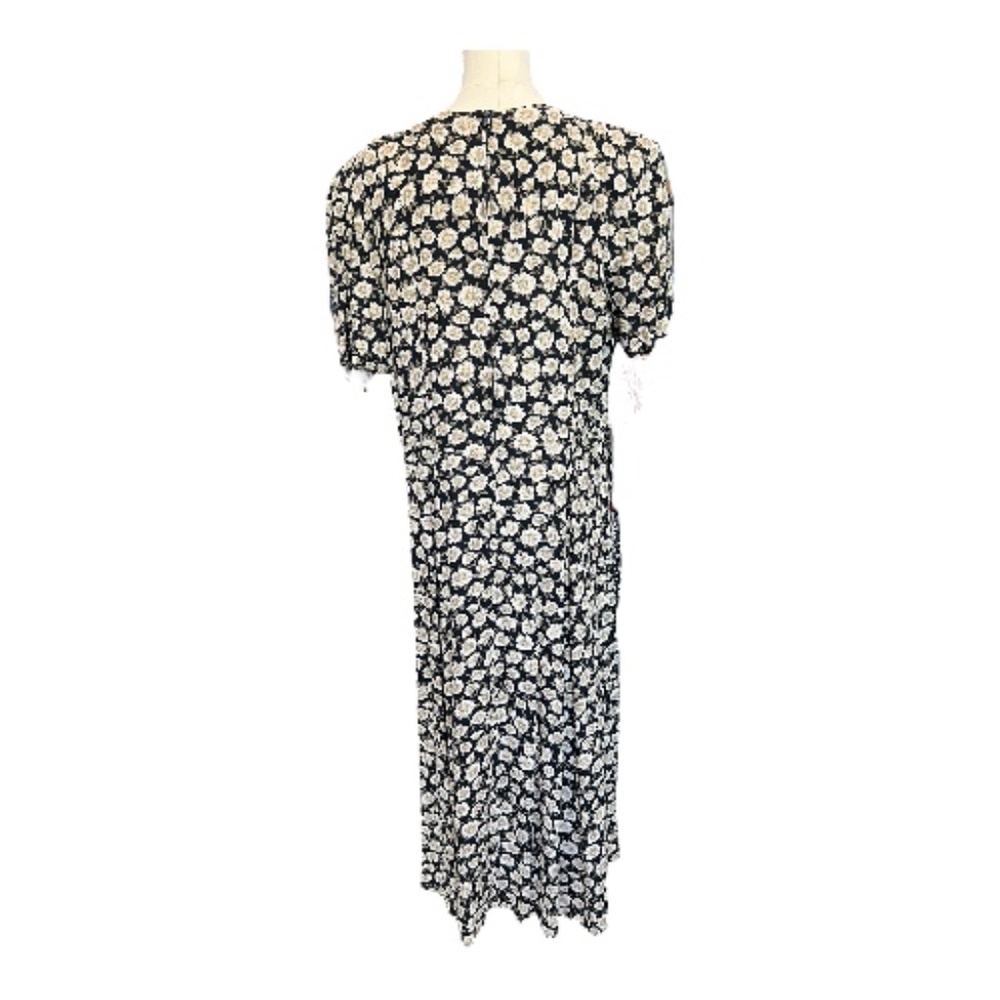 🖤🤍 EUC ALIX TAYLOR Black & White Floral Print Lace-Up Midi Dress | Sz 18 - Picture 5 of 9